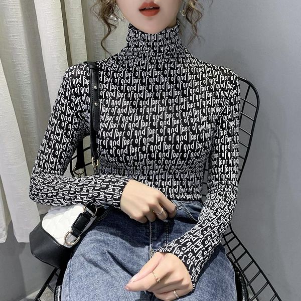 women's t-shirt long sleeve t shirt women winter turtleneck slim letter warm korean cotton tshirt woman clothes tee femme, White
women's t-shirt long sleeve t shirt women winter turtleneck slim letter warm korean cotton tshirt woman clothes tee femme, White
