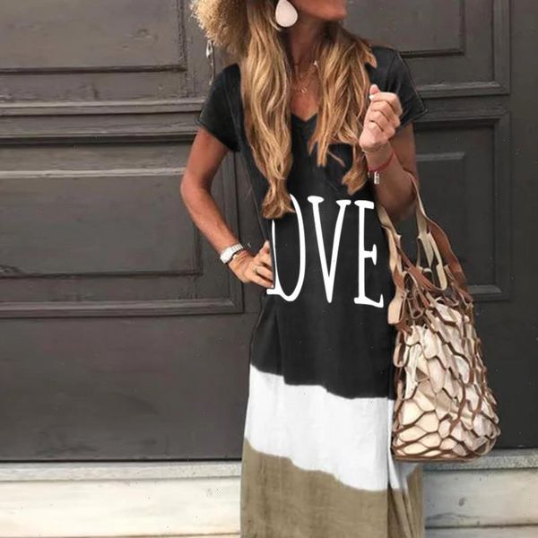 maxi long summer letter print womens dresses patchwork sundress casual loose plus size v neck vestidos, Black;gray
maxi long summer letter print womens dresses patchwork sundress casual loose plus size v neck vestidos, Black;gray