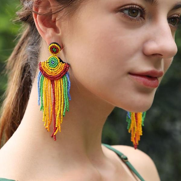 bohemia beads thick tassel earrings women handmade multicolor statement long drop jewelry ethnic style accessories uken dangle & chandelier, Silver
bohemia beads thick tassel earrings women handmade multicolor statement long drop jewelry ethnic style accessories uken dangle & chandelier, Silver