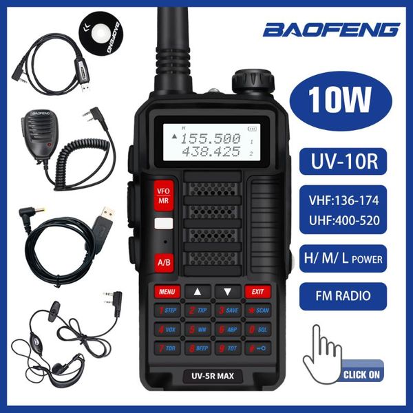 walkie talkie upgraded professional baofeng uv-10r 10w long range portable dual band vhf uhf two way cb ham radio usb charging
walkie talkie upgraded professional baofeng uv-10r 10w long range portable dual band vhf uhf two way cb ham radio usb charging