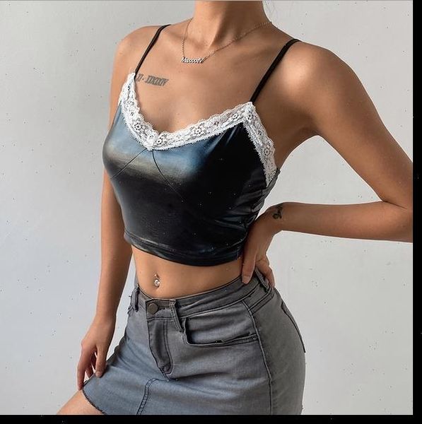 lace patchwork pu womens tank leather camisole sleeveless v neck slim fit black crop club street fashion, White
lace patchwork pu womens tank leather camisole sleeveless v neck slim fit black crop club street fashion, White