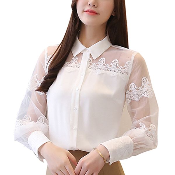 long sleeve blouse shirts chiffon button ladies women blusas feminine mesh lace transparent clothing 681f 210420, White
long sleeve blouse shirts chiffon button ladies women blusas feminine mesh lace transparent clothing 681f 210420, White
