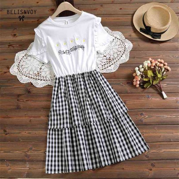 mori girl summer women kawaii dress plaid vintage daisy embroidery casual loose short sleeve ruffles sweet pleated 210520, Black;gray
mori girl summer women kawaii dress plaid vintage daisy embroidery casual loose short sleeve ruffles sweet pleated 210520, Black;gray