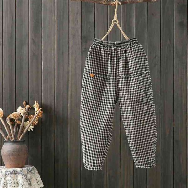 summer fashion women elastic waist harem pants cotton linen plaid casual loose plus size vintage ankle-length s737 210925, Black;white
summer fashion women elastic waist harem pants cotton linen plaid casual loose plus size vintage ankle-length s737 210925, Black;white