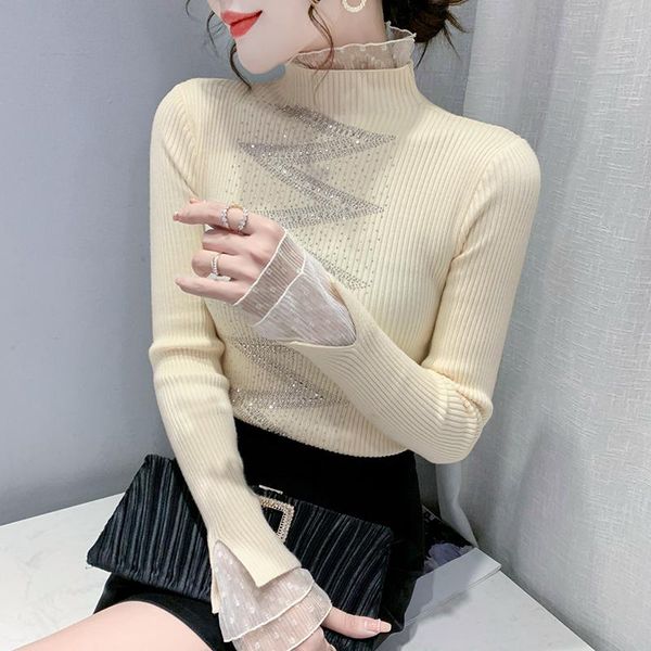 women's sweaters fall winter korean style knitted sweater chic contrast color patchwork mock neck button women female, White;black
women's sweaters fall winter korean style knitted sweater chic contrast color patchwork mock neck button women female, White;black