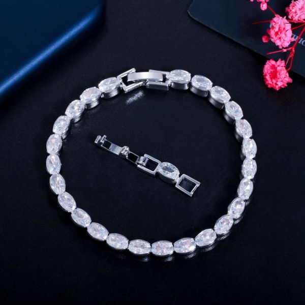 link, chain threegraces elegant oval shape cubic zirconia silver color cute shiny tennis cz bracelet for women fashion jewelry br166, Black
link, chain threegraces elegant oval shape cubic zirconia silver color cute shiny tennis cz bracelet for women fashion jewelry br166, Black