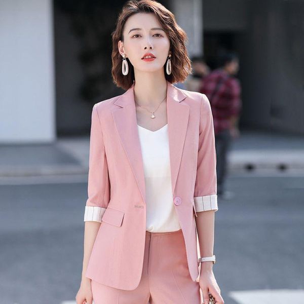 women's two piece pants small suit female summer 2021 professional thin style formal dress blazer, White
women's two piece pants small suit female summer 2021 professional thin style formal dress blazer, White