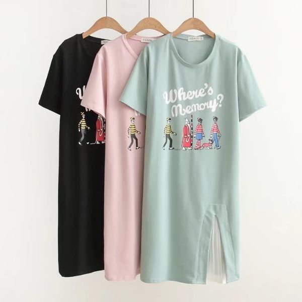dresses summer large women's cartoon age reduction slit cotton t-shirt dress fashion skirt 27atm01, Black;gray
dresses summer large women's cartoon age reduction slit cotton t-shirt dress fashion skirt 27atm01, Black;gray
