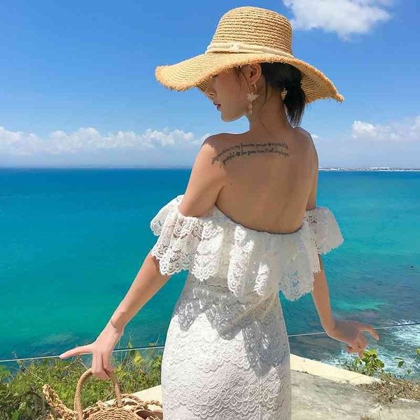 women's knits & tees white off shoulder ruffles long split lace summer women vacation robe elegant beach lady sun 2021 arrival ves
women's knits & tees white off shoulder ruffles long split lace summer women vacation robe elegant beach lady sun 2021 arrival ves