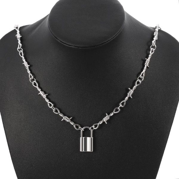 streetwear trendy thorns iron choker necklaces harajuku hip hop padlock pendant necklace cool party jewelry, Silver
streetwear trendy thorns iron choker necklaces harajuku hip hop padlock pendant necklace cool party jewelry, Silver
