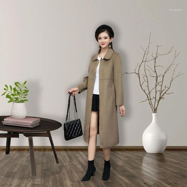 women's wool & blends solid color double-faced woolen cashmere coat mid-length 2021 korean style elegant and high-quality, Black
women's wool & blends solid color double-faced woolen cashmere coat mid-length 2021 korean style elegant and high-quality, Black