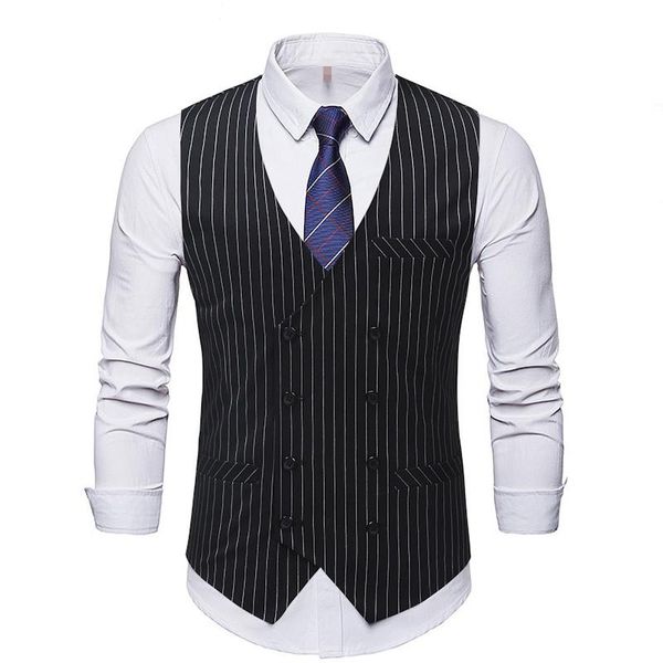men's vests striped vest plus size casual slim fit fashion v-neck double-breasted sleeveless dress suit for men business clothing, Black;white
men's vests striped vest plus size casual slim fit fashion v-neck double-breasted sleeveless dress suit for men business clothing, Black;white