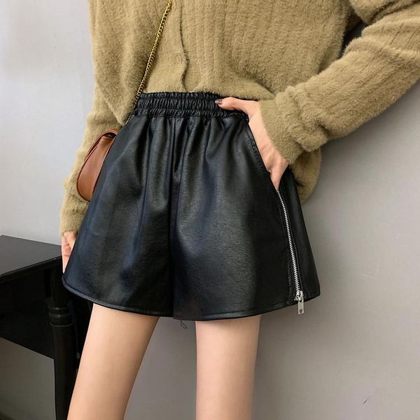 women's shorts wide leg pu leather plus large size oversize korean style fashion autumn clothing 2021 casual high waist female, White;black
women's shorts wide leg pu leather plus large size oversize korean style fashion autumn clothing 2021 casual high waist female, White;black