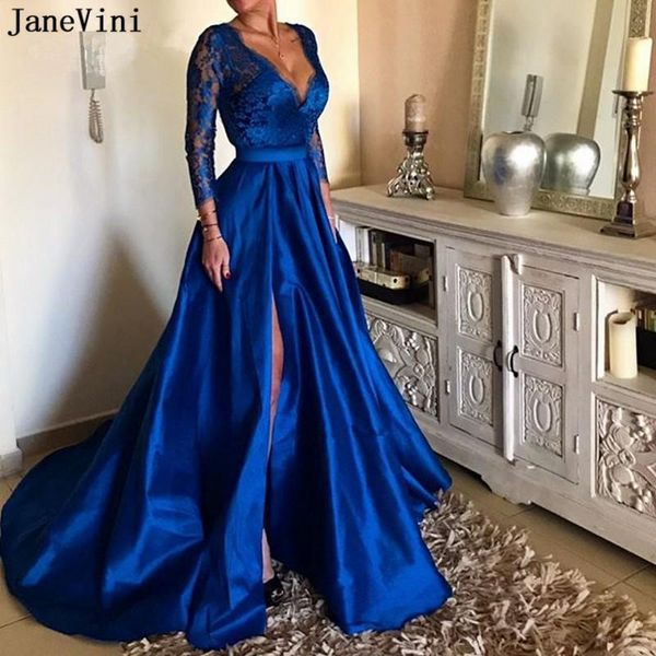 party dresses janevini royal blue plus size gown evening long deep v neck lace sleeve high split illusion satin gowns gala jurken, White;black
party dresses janevini royal blue plus size gown evening long deep v neck lace sleeve high split illusion satin gowns gala jurken, White;black