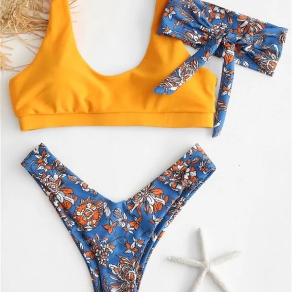women's swimwear bikini with headband women floral printed high-cut bikinis set fashion summer push up brazilian bathing suit, White;black
women's swimwear bikini with headband women floral printed high-cut bikinis set fashion summer push up brazilian bathing suit, White;black