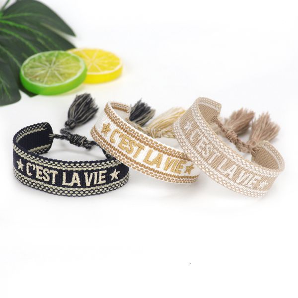 personalized letter fashion bracelet c'est la vie embroidery wrist rope creative simple tassel trinket, Golden;silver
personalized letter fashion bracelet c'est la vie embroidery wrist rope creative simple tassel trinket, Golden;silver