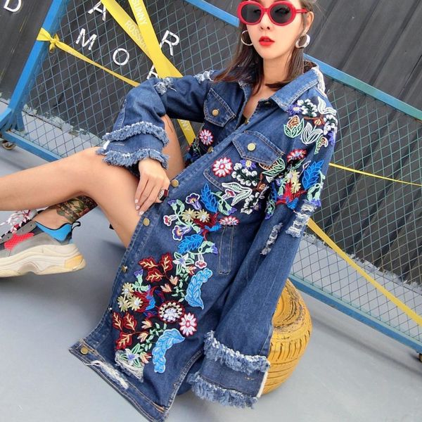 women's jackets fashion floral embroidery denim coat long ripped tassel beading jeans jacket women spring fi071 c78z, Black;brown
women's jackets fashion floral embroidery denim coat long ripped tassel beading jeans jacket women spring fi071 c78z, Black;brown