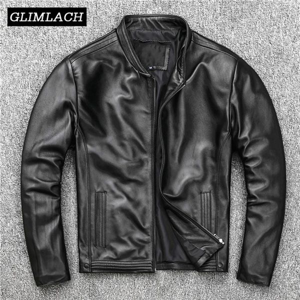 men's leather & faux 100% lambskin genuine motorcycle jacket men slim short stand collar real large size coat clothes, Black
men's leather & faux 100% lambskin genuine motorcycle jacket men slim short stand collar real large size coat clothes, Black