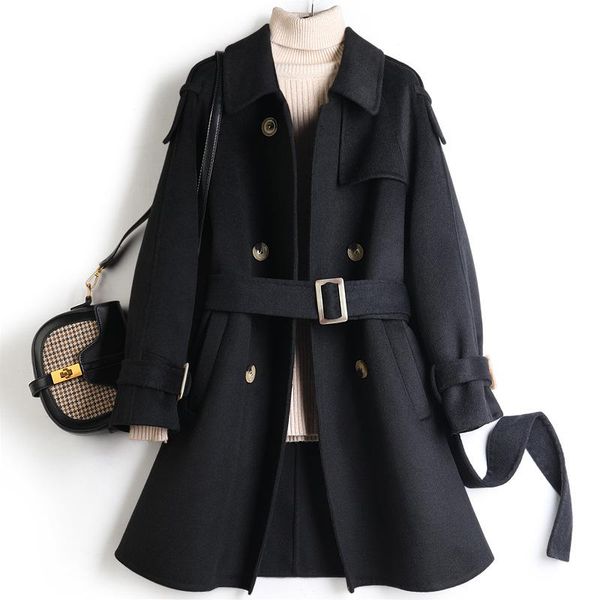 women's wool & blends coats 90% england style abrigos mujer elegante women winter coat double breasted adjustable waist turn-down colla, Black
women's wool & blends coats 90% england style abrigos mujer elegante women winter coat double breasted adjustable waist turn-down colla, Black