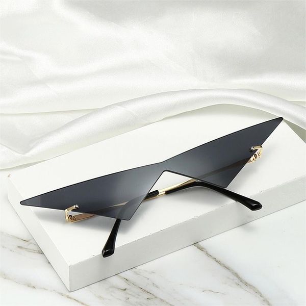 sunglasses 2021 oversized triangle one piece women vintage rimless clear ocean lens eyewear fashion men cat eye sun glasses, White;black
sunglasses 2021 oversized triangle one piece women vintage rimless clear ocean lens eyewear fashion men cat eye sun glasses, White;black