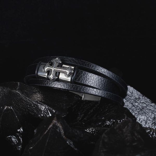 bangle accessories geometry simplicity personality fashion double skin bracelet retro cross stainless steel men's leather gift, Black
bangle accessories geometry simplicity personality fashion double skin bracelet retro cross stainless steel men's leather gift, Black