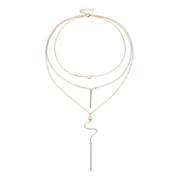 pendant necklaces 3 layers exquisite thin bars metallic wafer pendants slimsy chains elegant golden silver plated for women
pendant necklaces 3 layers exquisite thin bars metallic wafer pendants slimsy chains elegant golden silver plated for women