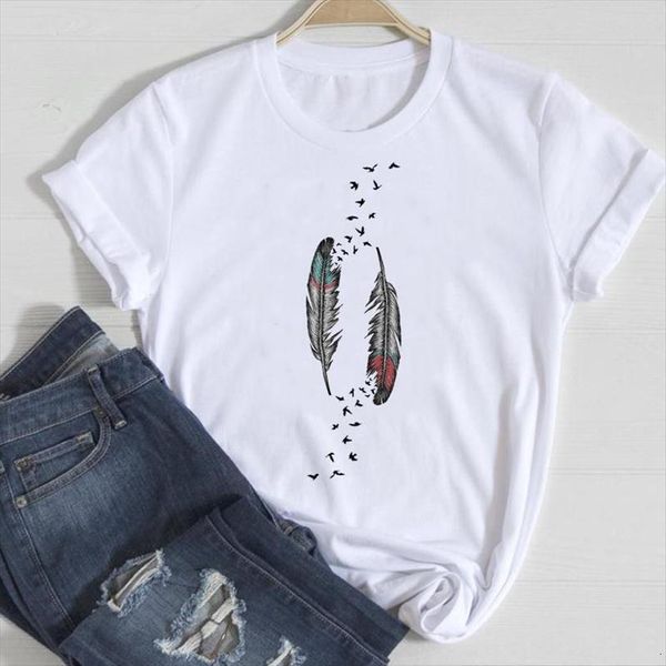 summer women t-shirts men feather watercolor 90s fashion cartoon graphic lady print female short sleeve tees shirt, White;black
summer women t-shirts men feather watercolor 90s fashion cartoon graphic lady print female short sleeve tees shirt, White;black