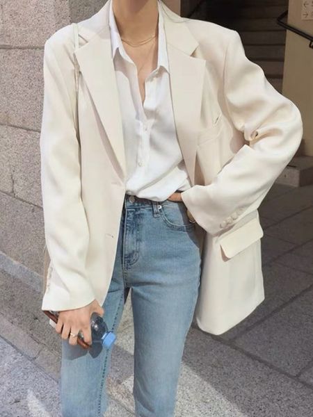 women's suits & blazers creamy white blazer for women spring autumn single-breasted jackets ladies formal suit 7xqq, White;black
women's suits & blazers creamy white blazer for women spring autumn single-breasted jackets ladies formal suit 7xqq, White;black