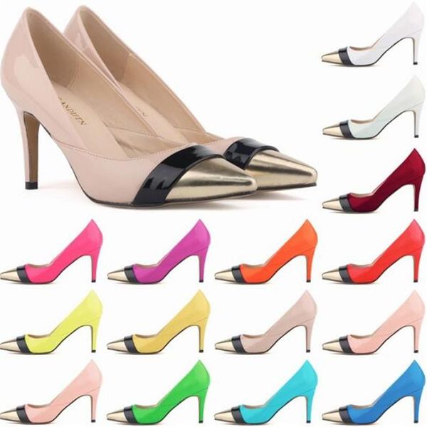 women pumps fashion pu slip on 6cm thin heels pointed toe candy color matching wedding party basic ol office woman shoes dress, Black
women pumps fashion pu slip on 6cm thin heels pointed toe candy color matching wedding party basic ol office woman shoes dress, Black