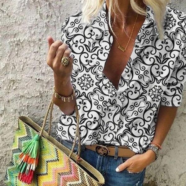 women's blouses & shirts spring autumn shirt fashion creative pattern print casual long sleeve elegant buttons lapel blouse plus size, White
women's blouses & shirts spring autumn shirt fashion creative pattern print casual long sleeve elegant buttons lapel blouse plus size, White