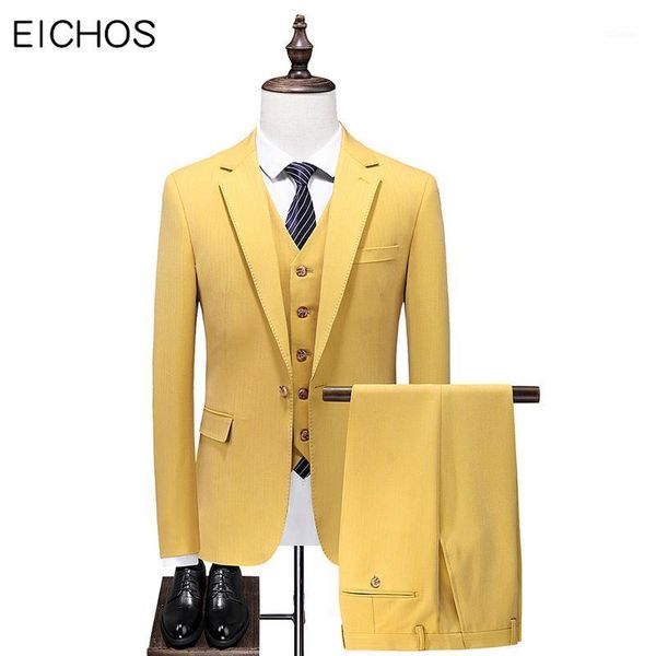 est design bright yellow groom wedding suits for men 2021 fashion slim fit formal suit male three piece prom party wear men's & blazers, White;black
est design bright yellow groom wedding suits for men 2021 fashion slim fit formal suit male three piece prom party wear men's & blazers, White;black