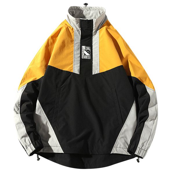 men's jackets reach fashion zipper high neck patchwork clothing brand jacket autumn loose casual coat, Black;brown
men's jackets reach fashion zipper high neck patchwork clothing brand jacket autumn loose casual coat, Black;brown