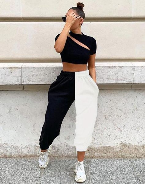 women's pants & capris black high waist jogger women sweat winter block korean sweatpants streetwear loose running games, Black;white
women's pants & capris black high waist jogger women sweat winter block korean sweatpants streetwear loose running games, Black;white