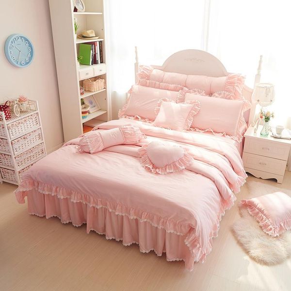 bedding sets korean pink lace princess king size ruffles bedspread solid color duvet cover bed 100% cotton skirt linen
bedding sets korean pink lace princess king size ruffles bedspread solid color duvet cover bed 100% cotton skirt linen