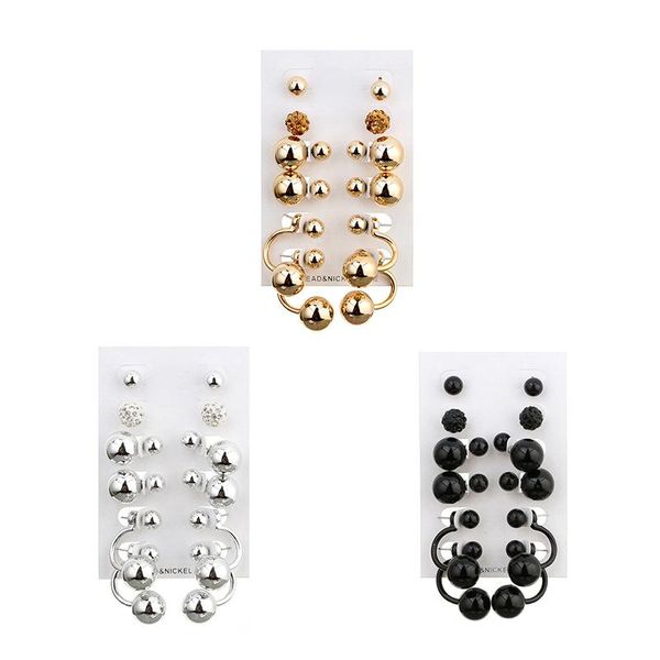 stud 6pairs gold/silver/black color ball earrings disco crystal balls double side earring set for woman jewelry, Golden;silver
stud 6pairs gold/silver/black color ball earrings disco crystal balls double side earring set for woman jewelry, Golden;silver