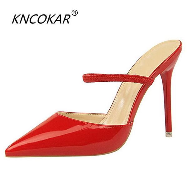 slippers kncokar 2021 fashionable contracted fine heel high patent leather shallow-tipped show thin baotou one word carries fem, Black
slippers kncokar 2021 fashionable contracted fine heel high patent leather shallow-tipped show thin baotou one word carries fem, Black