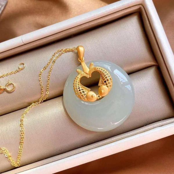 chains silver inlaid natural hetian white jade pisces pendant necklace with chinese unique sand gold craft women's brand jewelry
chains silver inlaid natural hetian white jade pisces pendant necklace with chinese unique sand gold craft women's brand jewelry