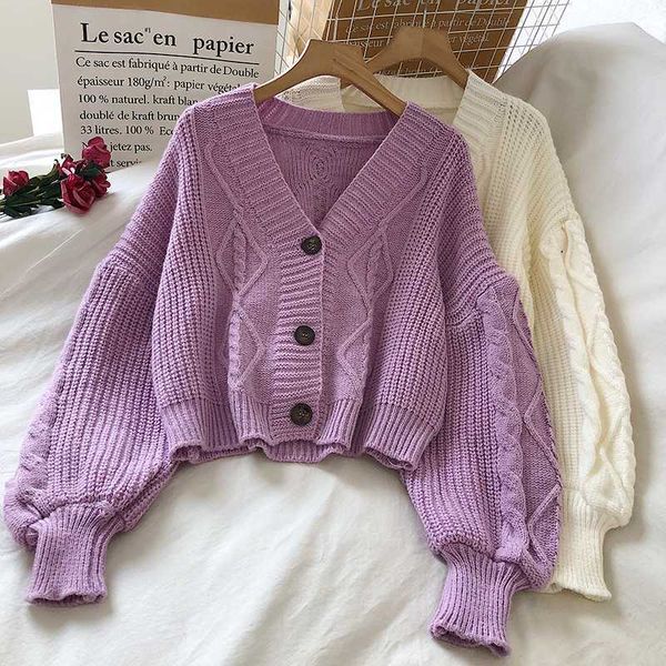 women's knits & tees autumn winter korean loose v-neck button linen flower texture sweater lantern sleeve short knitted cardigan coat w, White
women's knits & tees autumn winter korean loose v-neck button linen flower texture sweater lantern sleeve short knitted cardigan coat w, White