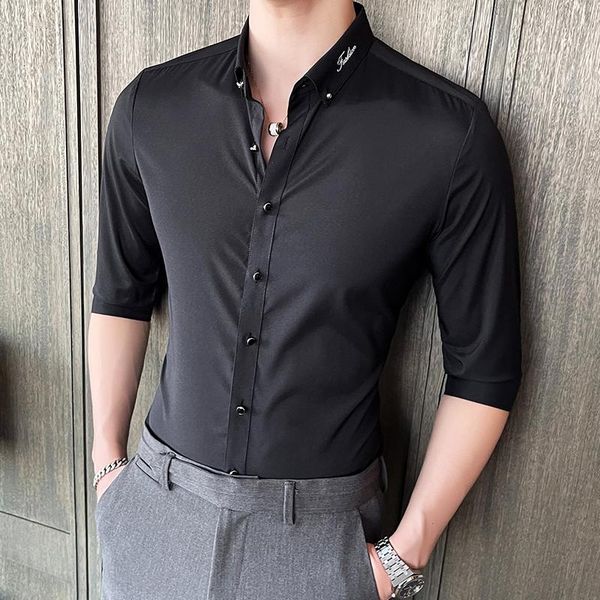 men's casual shirts plus size 4xl- summer half sleeve solid men clothing 2021 simple embroidery collar slim fit business formal wear b, White;black
men's casual shirts plus size 4xl- summer half sleeve solid men clothing 2021 simple embroidery collar slim fit business formal wear b, White;black