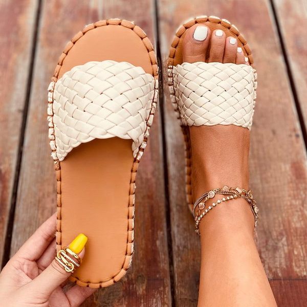 ladies fashion elegant casual comfortable summer weaving flat slippers toe temperament shoes soft bottom outside 2021, Black
ladies fashion elegant casual comfortable summer weaving flat slippers toe temperament shoes soft bottom outside 2021, Black