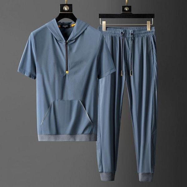 men's tracksuits summer short sleeve lapel shirt casual sports suit slim straight two-piece, Gray
men's tracksuits summer short sleeve lapel shirt casual sports suit slim straight two-piece, Gray