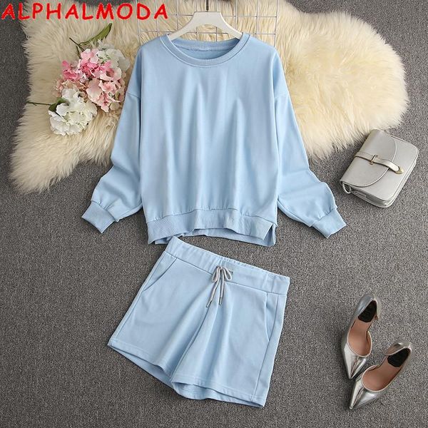 women's tracksuits alphalmoda 2021 autumn long-sleeved sweatshirt + high waist shorts women casual 2pcs clothes set solid color leasure, Gray
women's tracksuits alphalmoda 2021 autumn long-sleeved sweatshirt + high waist shorts women casual 2pcs clothes set solid color leasure, Gray
