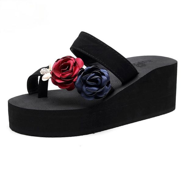 slippers wedge heel female fashion flower sandals temperament high-heeled non-slip thick-soled outer shoes flip flops, Black
slippers wedge heel female fashion flower sandals temperament high-heeled non-slip thick-soled outer shoes flip flops, Black