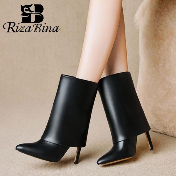 boots rizabina high heel ladies mid calf real leather thin winter shoes women fashion party footwear size 33-42, Black
boots rizabina high heel ladies mid calf real leather thin winter shoes women fashion party footwear size 33-42, Black