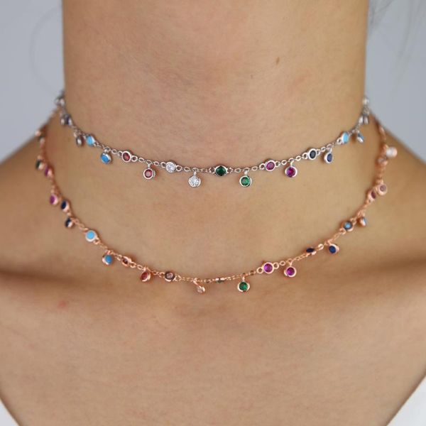 rainbow cz drop choker necklace trendy women jewelry colorful round geometric statement collar fashion chains, Silver
rainbow cz drop choker necklace trendy women jewelry colorful round geometric statement collar fashion chains, Silver