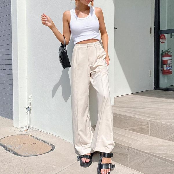 women's pants & capris fashion summer casual high waist pockets loose solid color temperament was thin suit wide-leg, Black;white
women's pants & capris fashion summer casual high waist pockets loose solid color temperament was thin suit wide-leg, Black;white