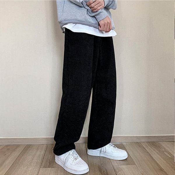 men's pants spring straight corduroy leisure trend loose hong kong style korean fashion brand, Black
men's pants spring straight corduroy leisure trend loose hong kong style korean fashion brand, Black