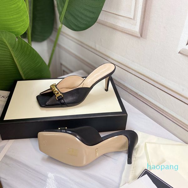 fish mouth open toe women sandals slippers high heels leather metal chain designer summer slide, Black
fish mouth open toe women sandals slippers high heels leather metal chain designer summer slide, Black