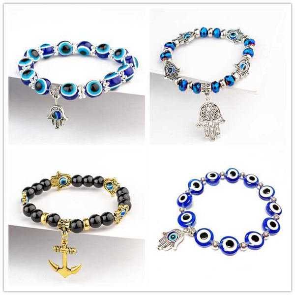 turkish be eye bracelet muslim jewelry fatima palm devil's eye, Black