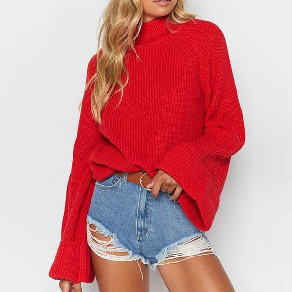 women's sweaters 2021 high-neck sweater female autumn winter loose warm pullover trumpet sleeve knitted top, White;black
women's sweaters 2021 high-neck sweater female autumn winter loose warm pullover trumpet sleeve knitted top, White;black